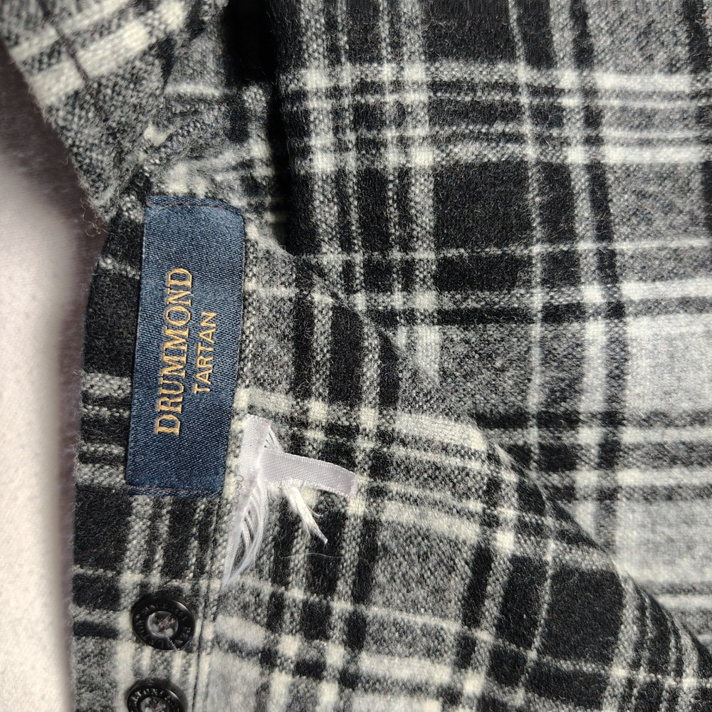 Pendleton Shirt Mens Large Grey Black Wool Plaid Button Up Drummond Tartan Lodge - Picture 7 of 7